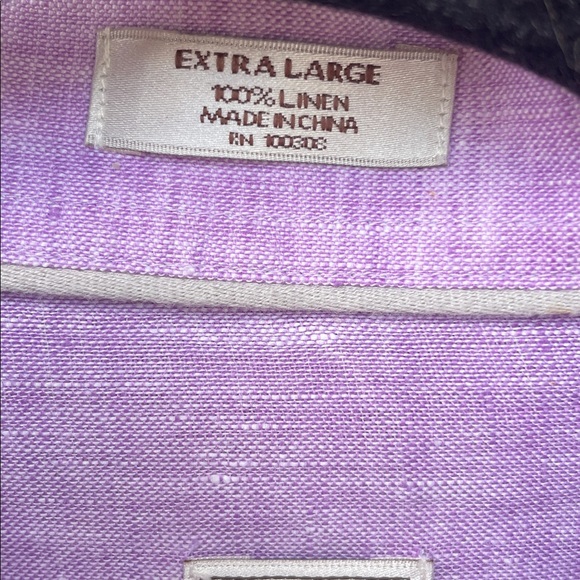 Peter Millar 100% Linen Shirt Purple Lavender Button Front XL Casual Men’s - Picture 6 of 13